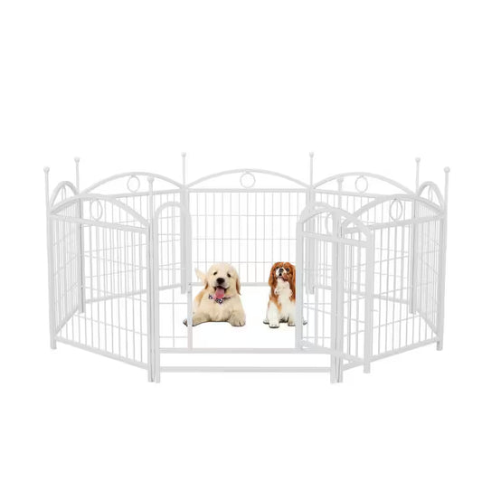 24 In. Metal Garden Fence with Doors, Foldable Pet Exercise Pen for Indoor and Outdoor Use